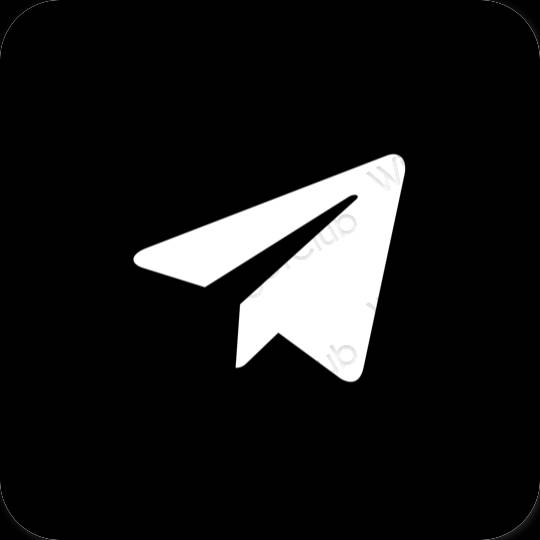 Естетичен черен Telegram икони на приложения