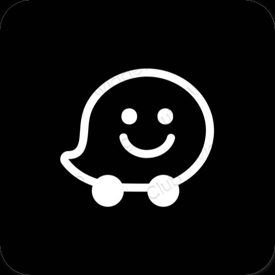 Thẩm mỹ đen Waze biểu tượng ứng dụng