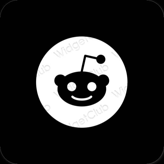 Esztétika fekete Reddit alkalmazás ikonok