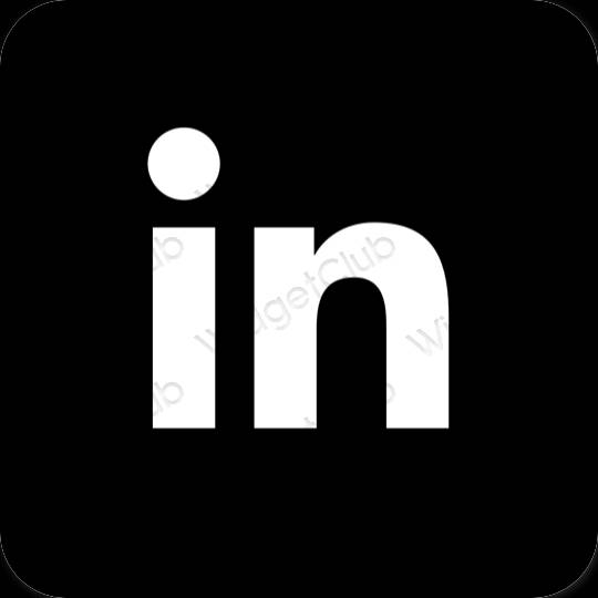 Estético negro Linkedin iconos de aplicaciones