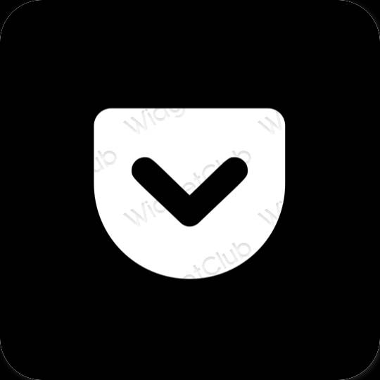 Estetický Černá Pocket ikony aplikací
