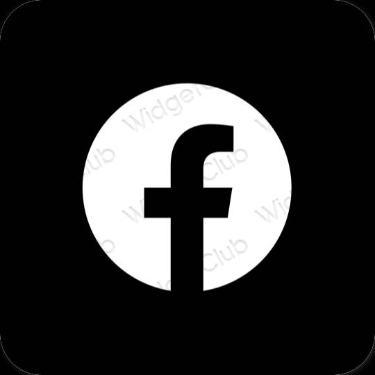 جمالي أسود Facebook أيقونات التطبيق