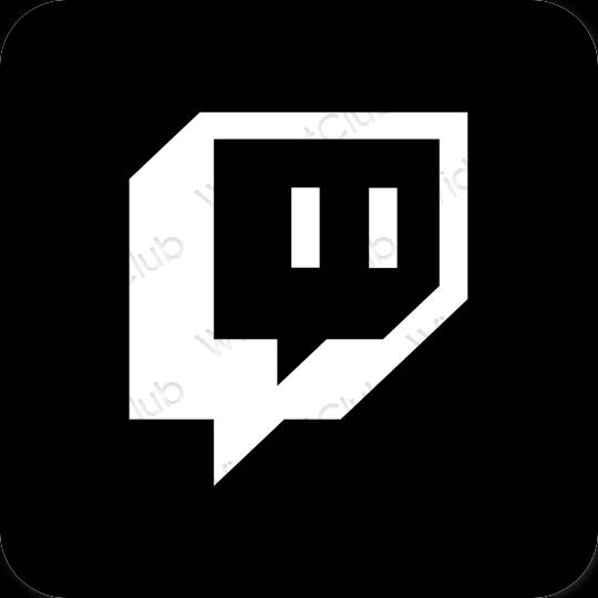 Estético negro Twitch iconos de aplicaciones