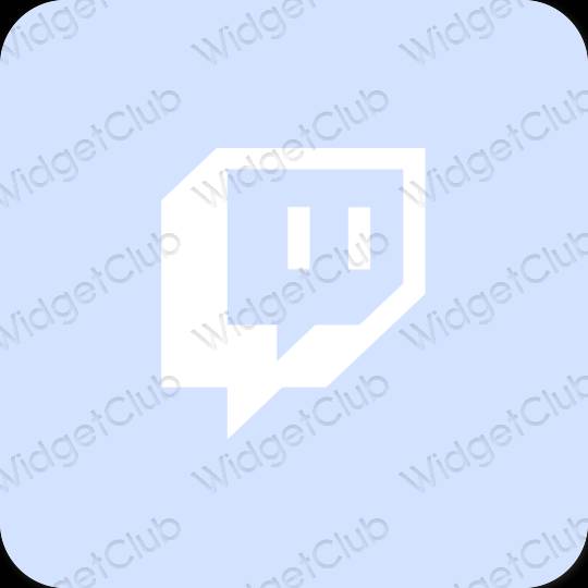 Estetické pastelovo modrá Twitch ikony aplikácií
