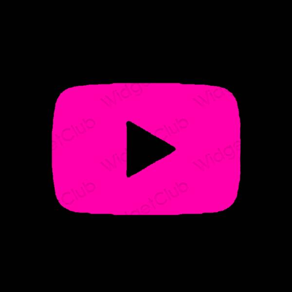 Aesthetic neon pink Youtube app icons