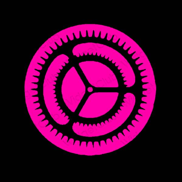 Aesthetic neon pink Settings app icons