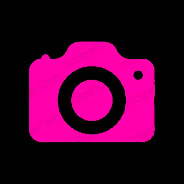 Aesthetic neon pink Camera app icons