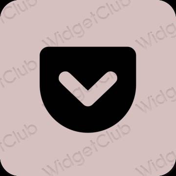 Esztétika rózsaszín Pocket alkalmazás ikonok