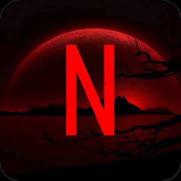 Estetik merah Netflix ikon aplikasi
