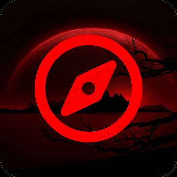 Естетичен червен Safari икони на приложения