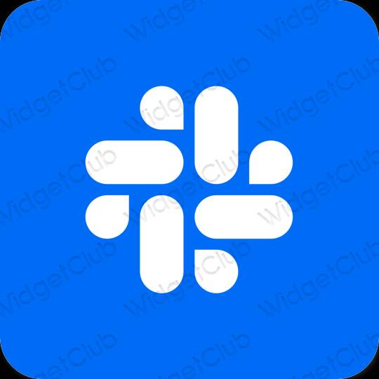 Estetyka neonowy niebieski Slack ikony aplikacji