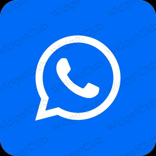 Estetik biru neon WhatsApp ikon aplikasi