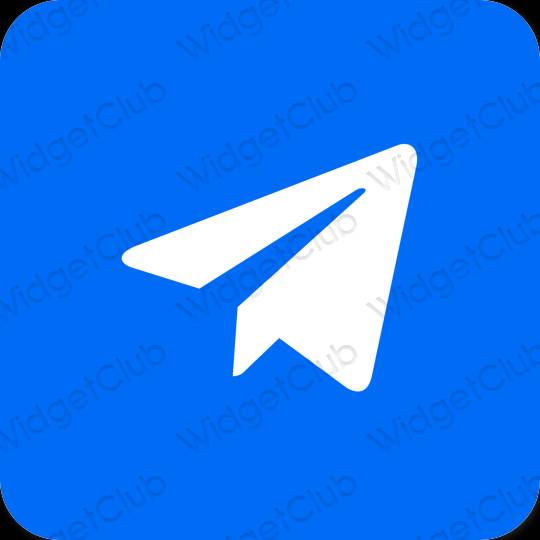 Aesthetic neon blue Telegram app icons
