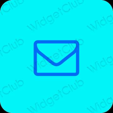 Esthétique bleu fluo Mail icônes d'application