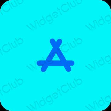 Estetický neonově modré AppStore ikony aplikací