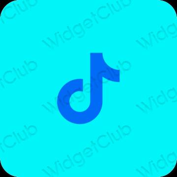 Aesthetic neon blue TikTok app icons