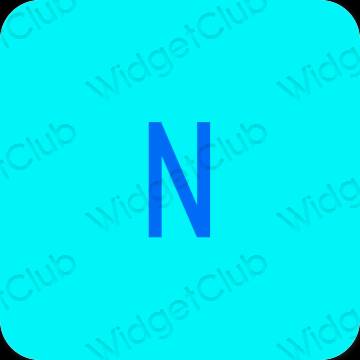 Estetisk neonblå Netflix app ikoner