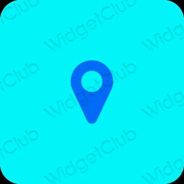 Esthétique bleu Map icônes d'application