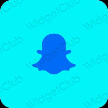 Estetické neónová modrá snapchat ikony aplikácií