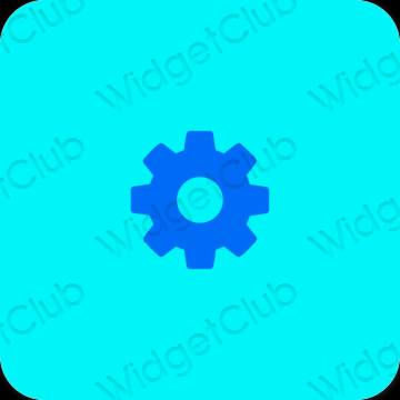 Estético azul Settings iconos de aplicaciones