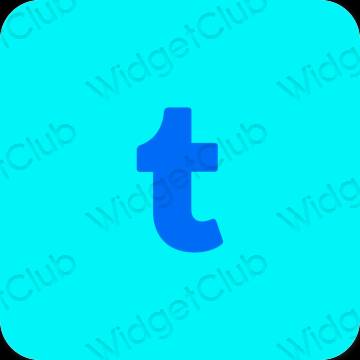 Естетичен неоново синьо Tumblr икони на приложения