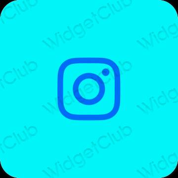 Estético azul Instagram iconos de aplicaciones