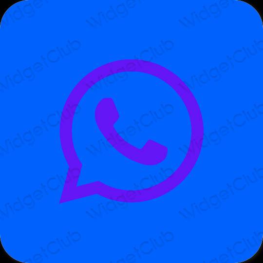 审美的 霓虹蓝 WhatsApp 应用程序图标