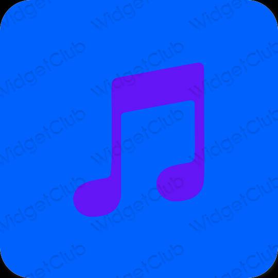 Estético azul neon Music ícones de aplicativos