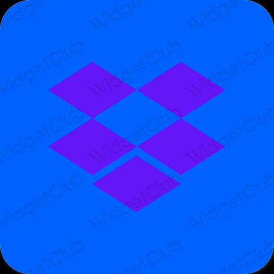 Estetik biru neon Dropbox ikon aplikasi