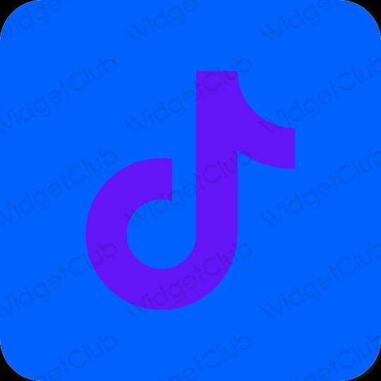 Estetyka neonowy niebieski TikTok ikony aplikacji