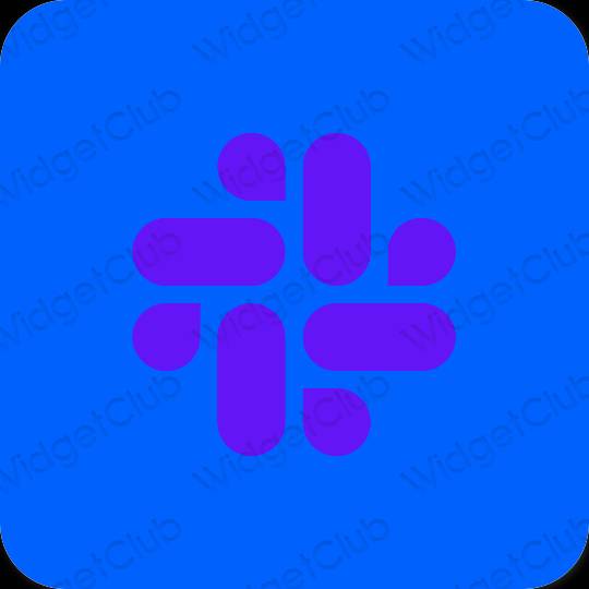 Estetis biru neon Slack ikon aplikasi