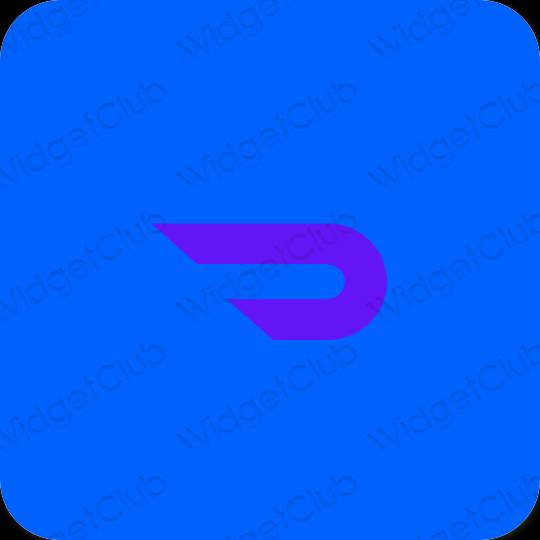 Estetické neónová modrá Doordash ikony aplikácií