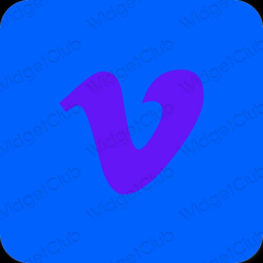 Estetisk neonblå Vimeo app ikoner