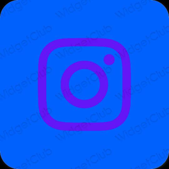 Estetik biru neon Instagram ikon aplikasi