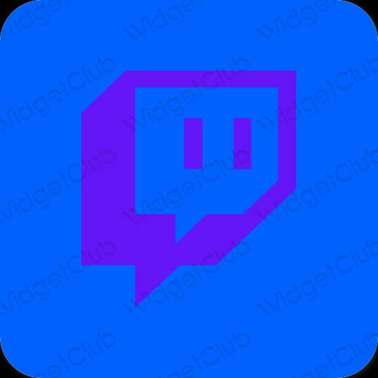 Aesthetic neon blue Twitch app icons