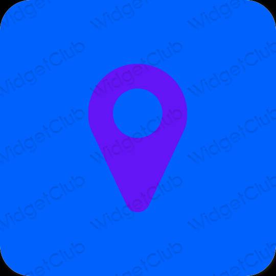 جمالي النيون الأزرق Google Map أيقونات التطبيق
