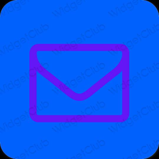 Estético azul neon Mail ícones de aplicativos