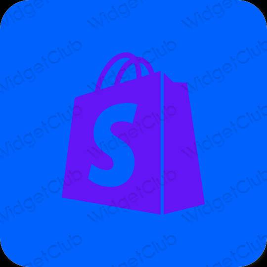 Estético azul neon Shopify ícones de aplicativos