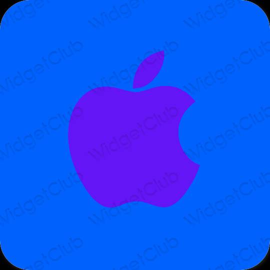 Aesthetic neon blue Apple Store app icons