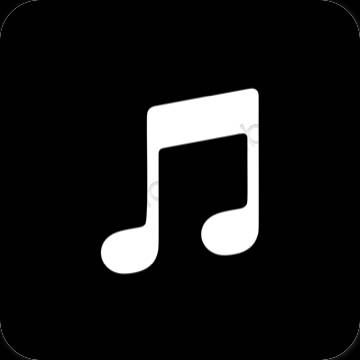 Estetic negru Music pictogramele aplicației