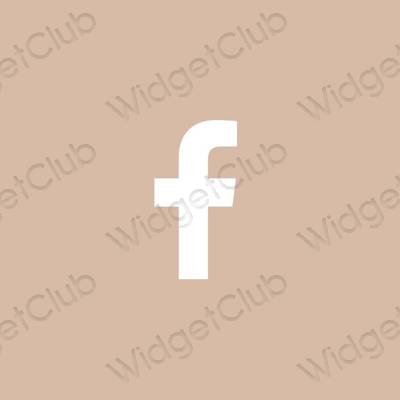 Estetinis smėlio spalvos Facebook programėlių piktogramos