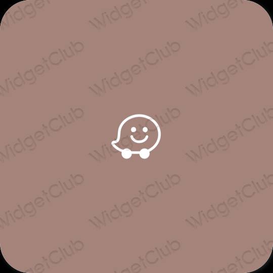 미적인 갈색 Waze 앱 아이콘