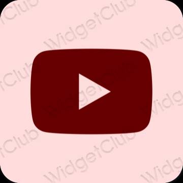 Estetik merah jambu Youtube ikon aplikasi