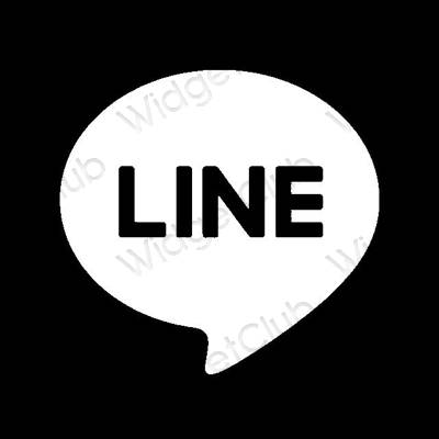 эстетический черный LINE значки приложений