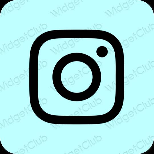 Esteetiline pastelne sinine Instagram rakenduste ikoonid