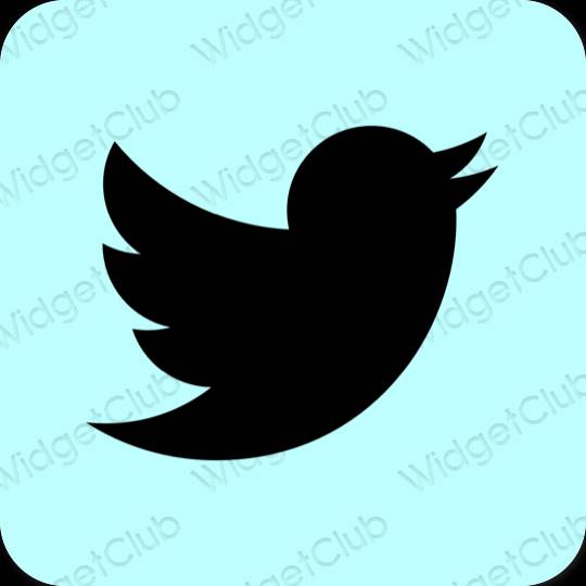 Естетичний пастельний синій Twitter значки програм