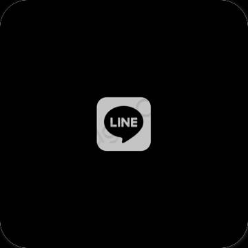 Estetinis juodas LINE programėlių piktogramos