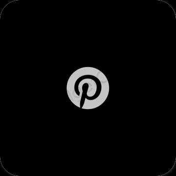 Esztétika fekete Pinterest alkalmazás ikonok