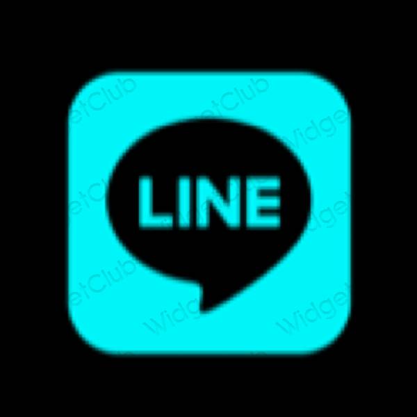 جمالي النيون الأزرق LINE أيقونات التطبيق