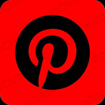 Естетичен червен Pinterest икони на приложения